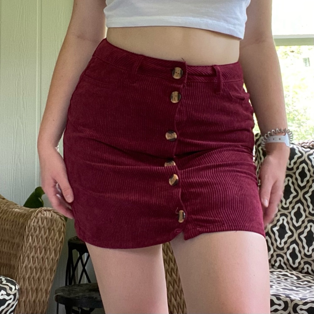 Maroon Corduroy Skirt